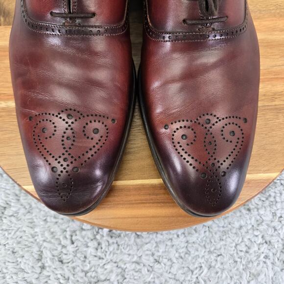 Magnanni Manolo Cognac Brown Medallion Toe Burnished Brogue Oxford Mens 12 M - Picture 6 of 15